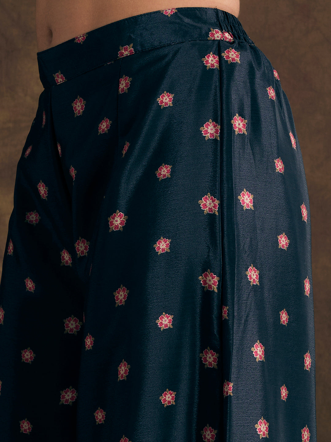 Ethnic Printed & Hand Embroidered Kurta with Sharara & Dupatta - Black