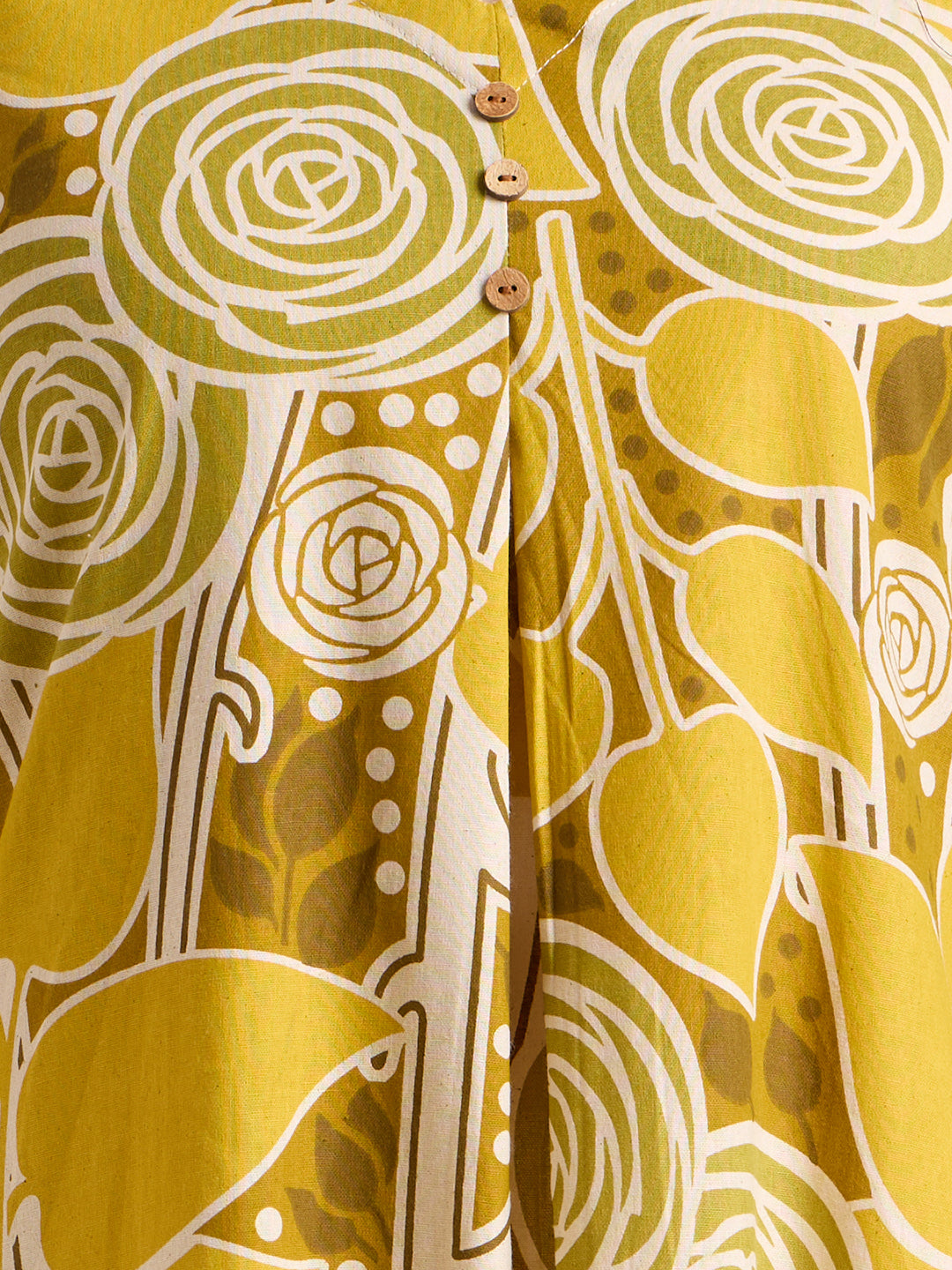 Abstract Floral Printed A-Line Kurta - Lime Green
