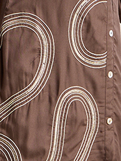 Solid Abstract Embroidered Straight Fit Co-ord Set - Charcoal