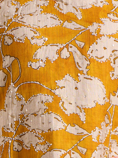 Abstract Floral Printed Straight Fit Kurta - Mustard