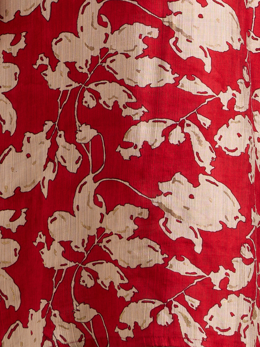 Ethnic & Floral Printed Straight Fit Kurta - Red