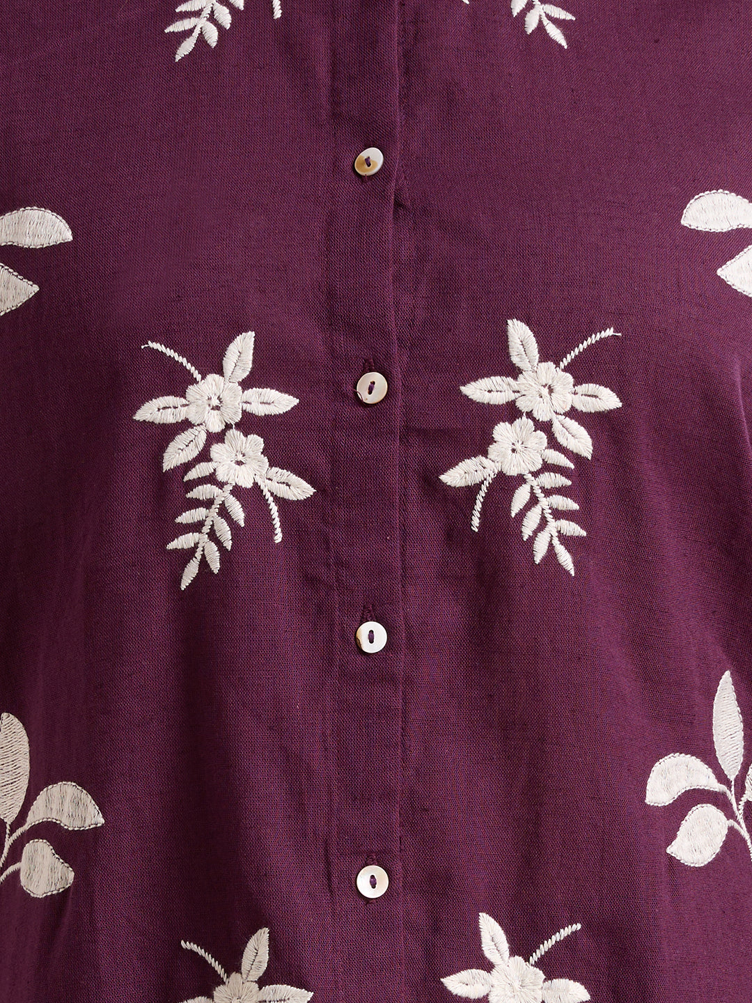 Solid Abstract Floral Straight Fit Shirt - Purple