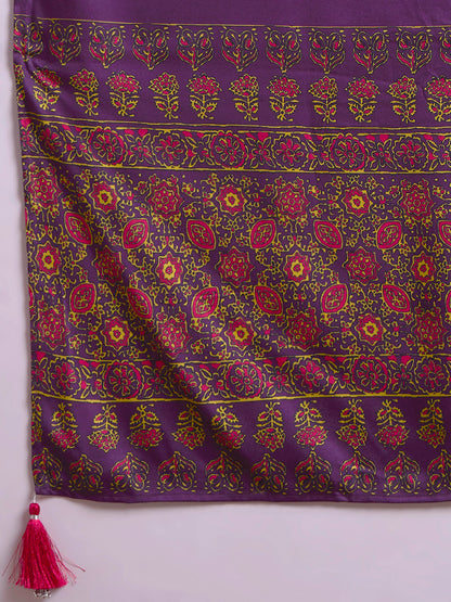 Solid Ethnic Embroidered Straight Kurta with Pant and Dupatta - Pink