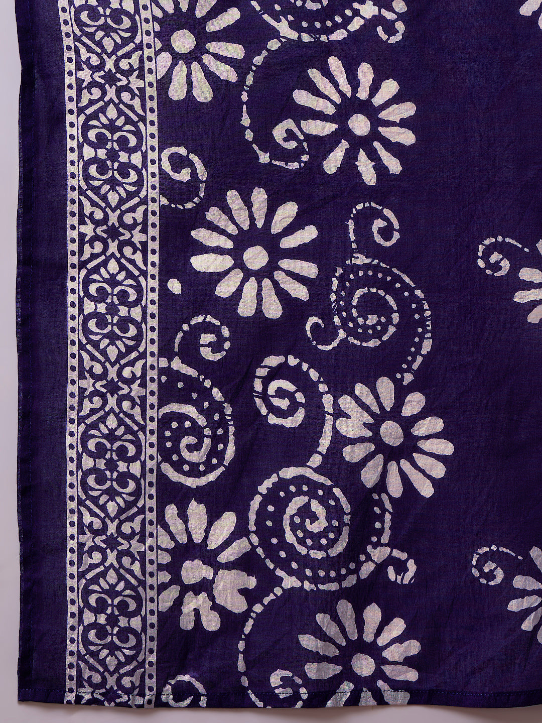 Ethnic Printed Anarkali Flared Kurta with Pant & Dupatta - Purple