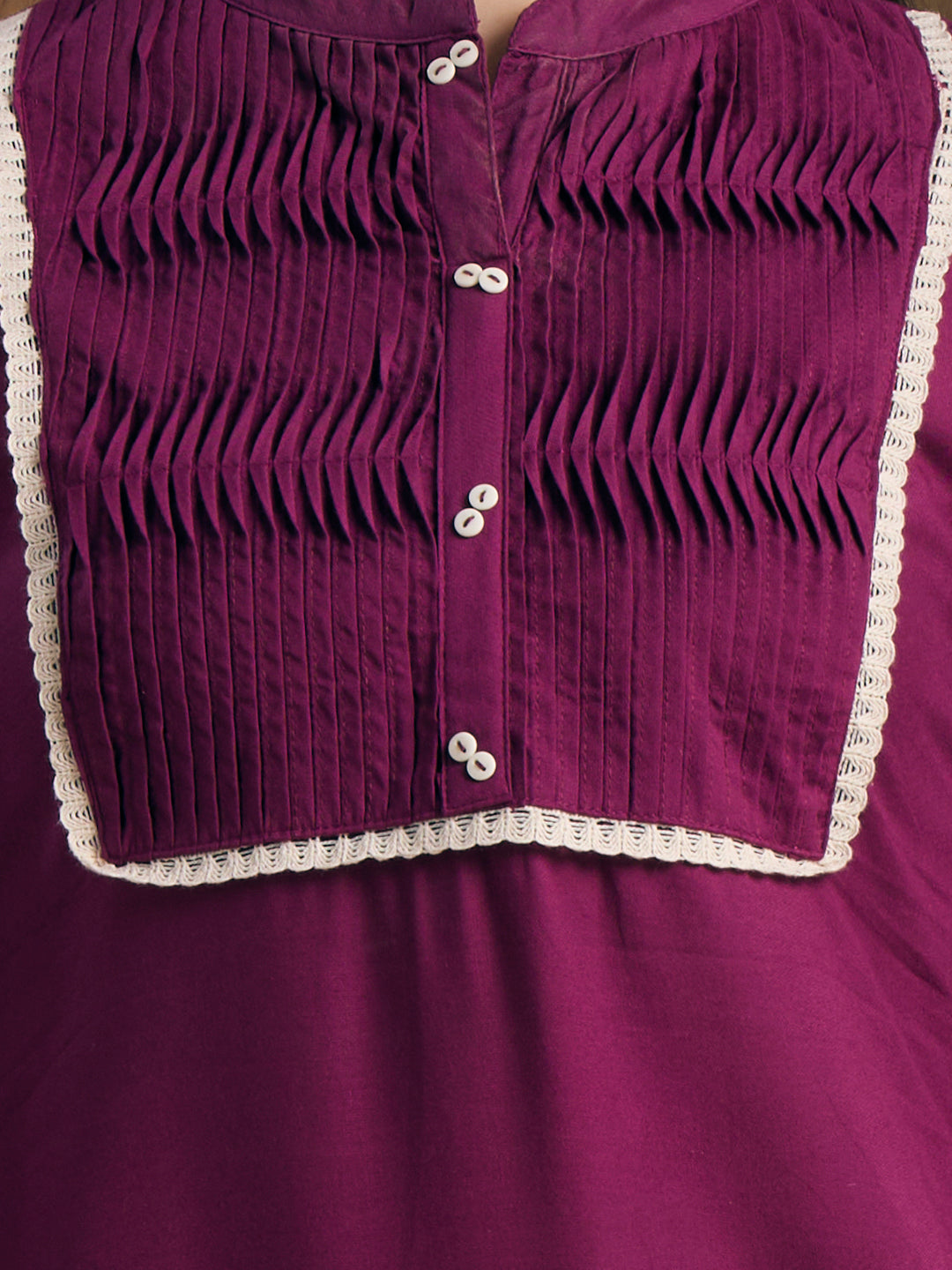 Solid Ethnic Embroidered A-Line Co-ord Set - Purple