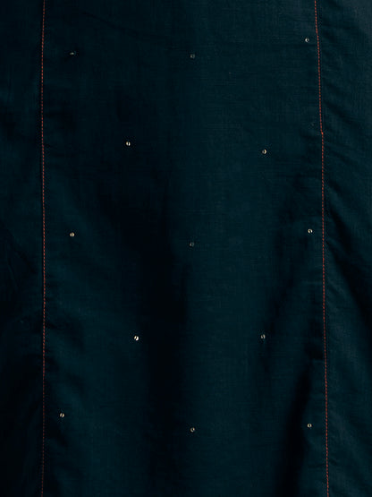 Solid Ethnic Embroidered Straight Kurta with Pant & Printed Dupatta - Teal