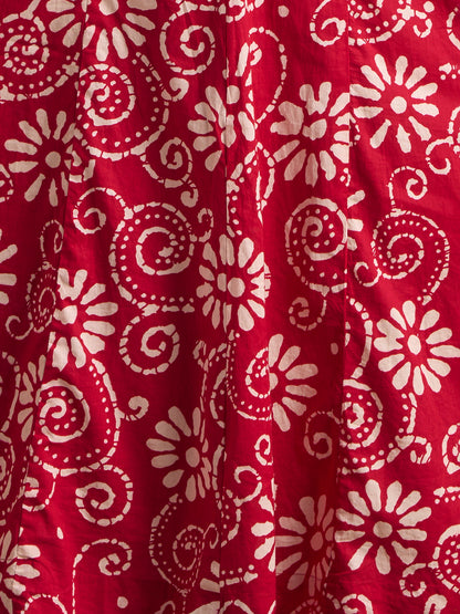 Ethnic Printed Embroidered Anarkali Kurta with Palazzo and Dupatta - Red