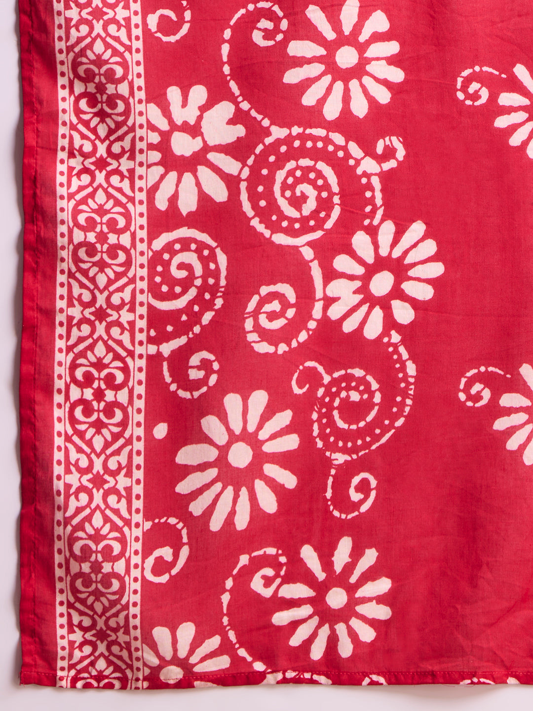 Ethnic Printed Embroidered Anarkali Kurta with Palazzo and Dupatta - Red