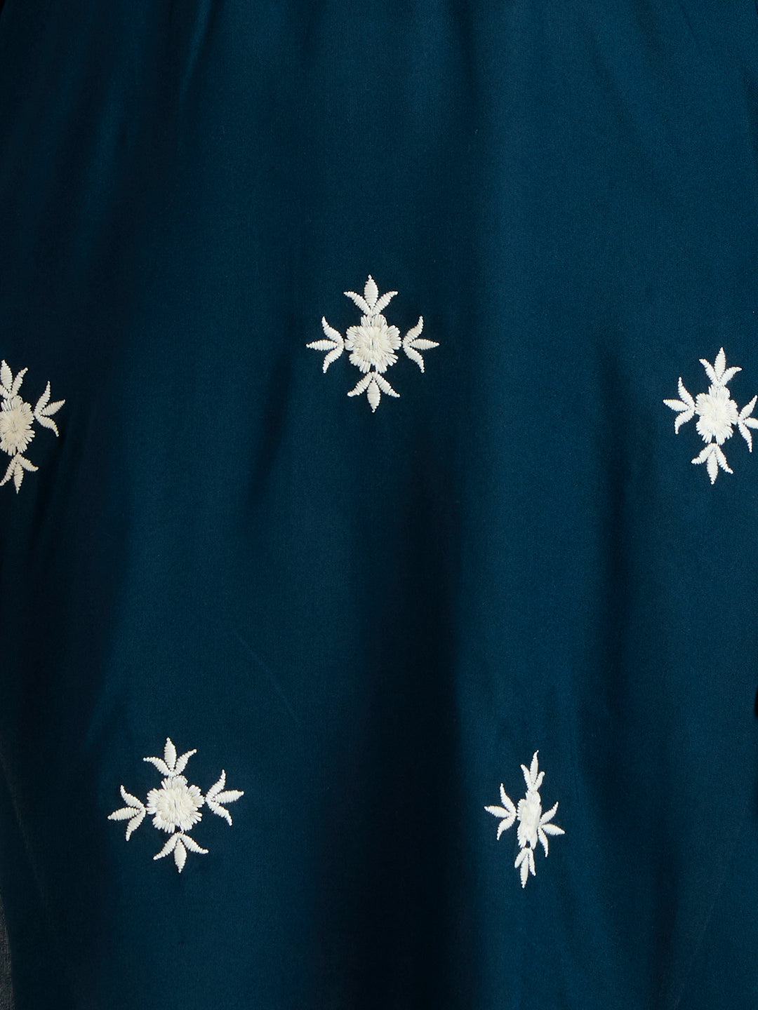 Solid Floral Chikankari Embroidered Straight Fit Kurta - Teal