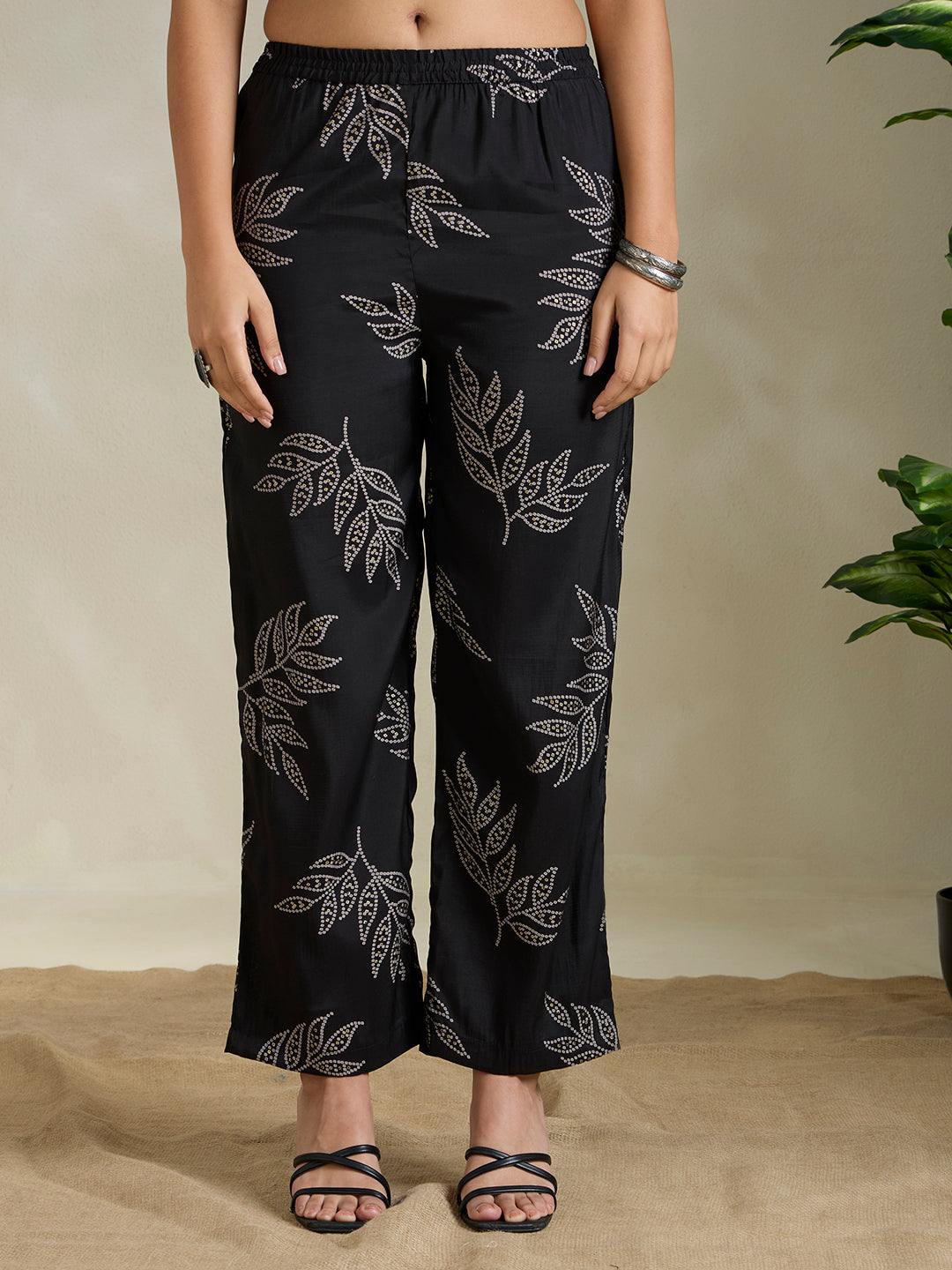 Floral Foil & Printed A-Line Co-ord Set - Black