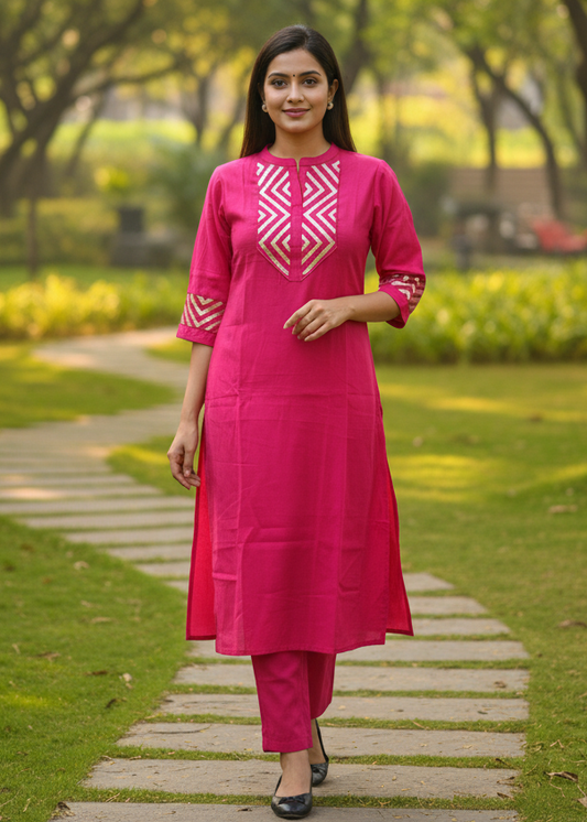 Solid Sequin Embroidered A-Line Co-ord Set - Rani