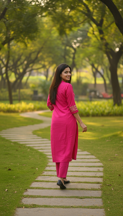 Solid Sequin Embroidered A-Line Co-ord Set - Rani