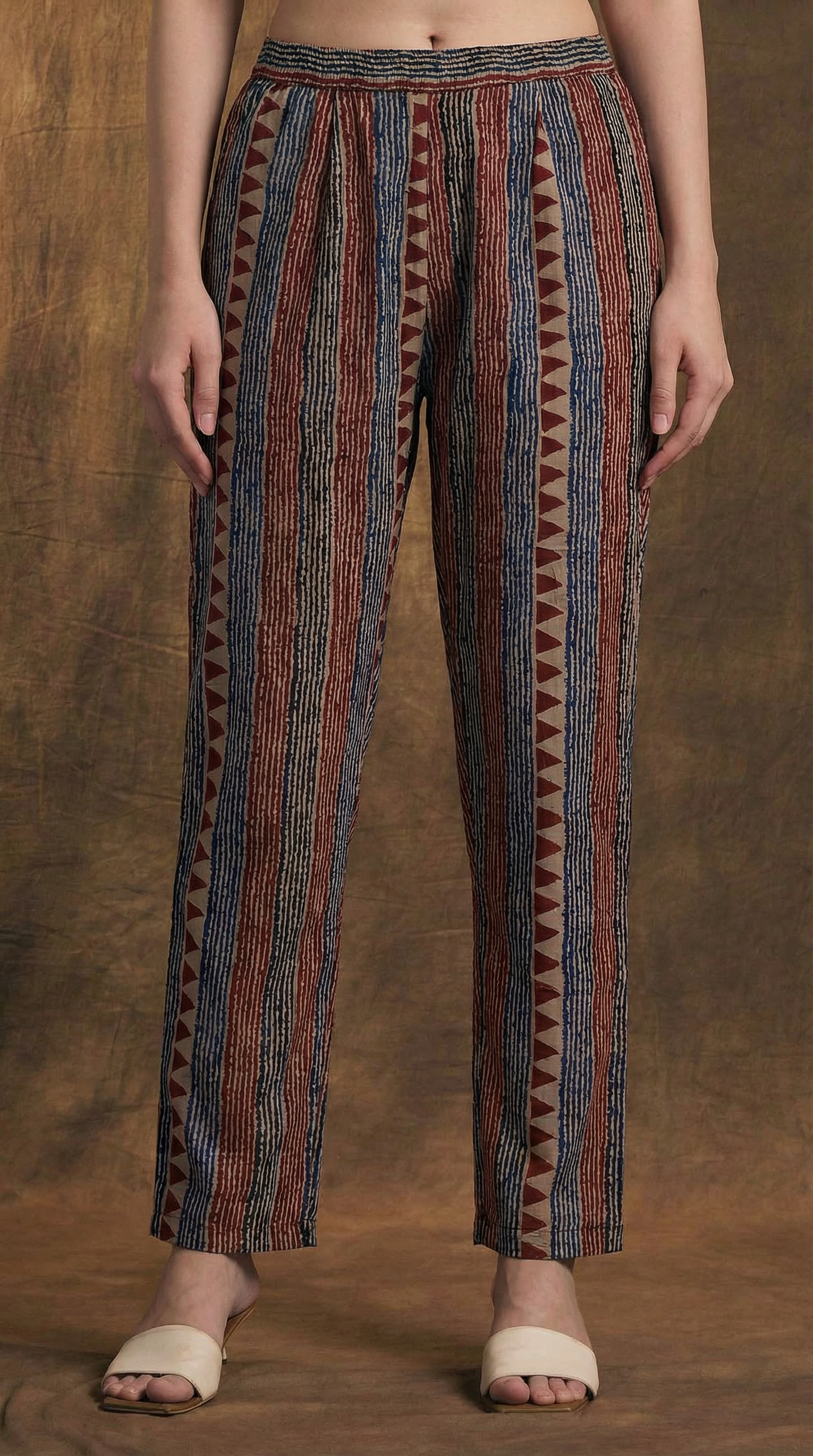 Solid Ethnic Straight Fit Kurta with Printed Pant & Cotton Dupatta - Rust