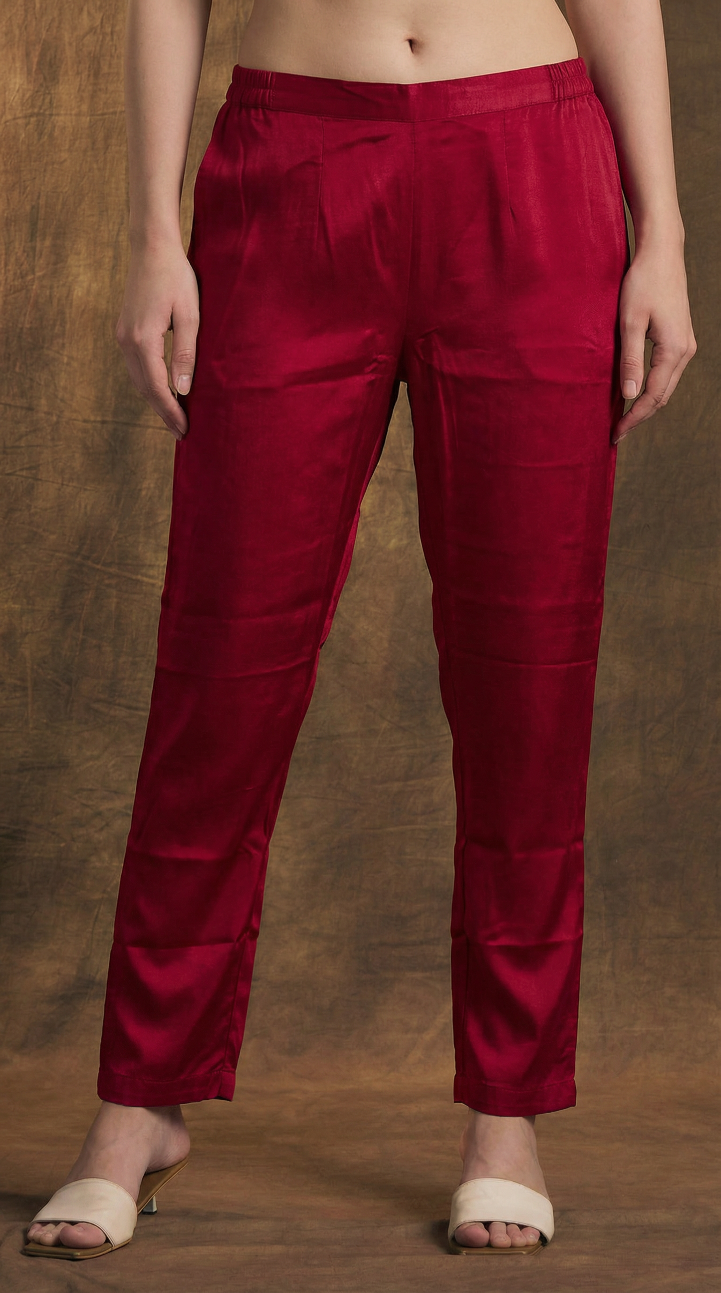 Solid Floral Embroidered Anarkali Kurta with Pant & Printed Dupatta - Maroon