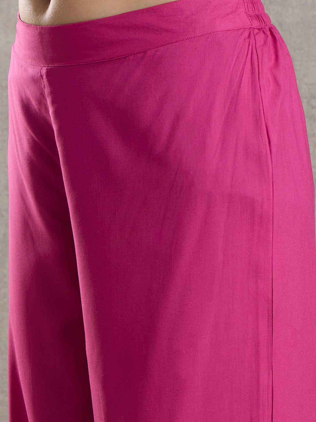 Solid Floral Embroidered A-Line Fit Co-ord Set - Pink