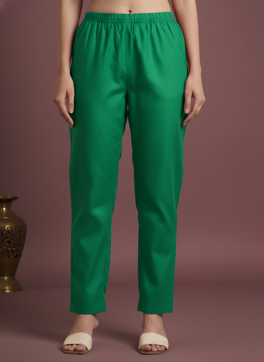 Solid Kalamkari Printed Straight Kurta with Pant & Dupatta - Blue