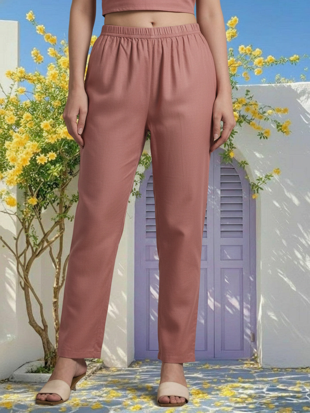 Solid Zari Embroidered Straight Kurta with Pant & Dupatta - Pink