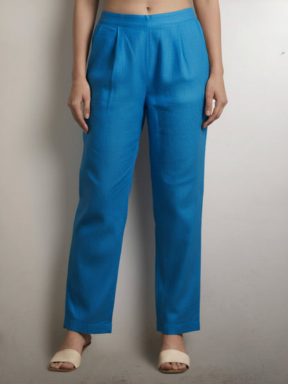 Ethnic Kalamkari Printed Sequin Embellished Straight Kurta with Palazzo & Dupatta - Navy Blue