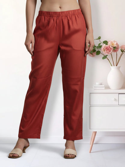 Ethnic Kalamkari Printed Sequin Embellished Straight Kurta with Palazzo & Dupatta - Red