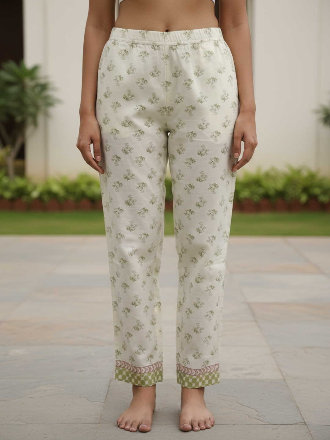 Floral Printed Embroidered A-Line Kurta with Palazzo & Dupatta - Green