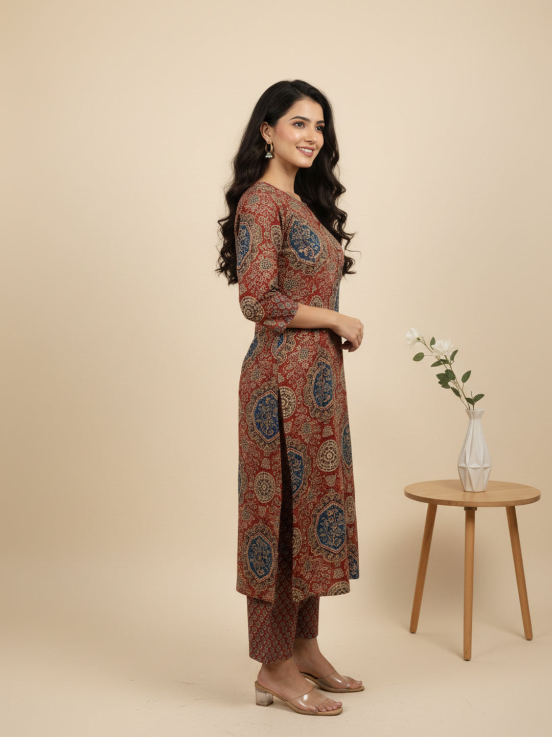 Ethnic Printed A-Line Kurta with Palazzo - Multi