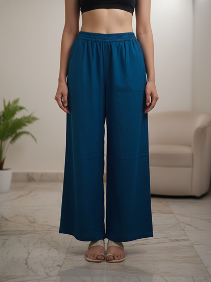 Ethnic Printed Embroidered A-Line Kurta with Pant & Dupatta - Navy Blue