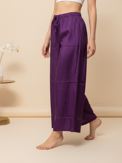 Abstract Printed Asymmetric Kurta with Pyjama - Purple