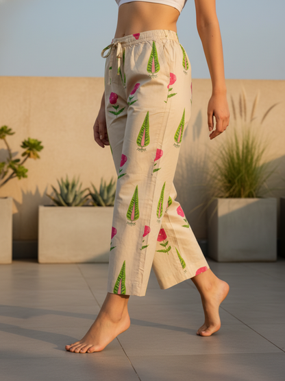 Mughal Ethnic Printed Sequin Embellished A-Line Kurta with Palazzo & Dupatta - Cream