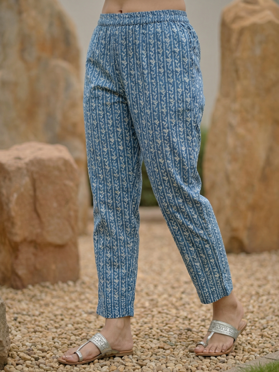 Floral Printed Schiffili Embellished Straight Kurta with Pyjama & Dupatta - Blue