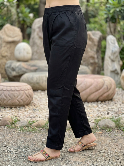 Ethnic Printed Sequin Embellished Straight Kurta with Palazzo & Dupatta - Black