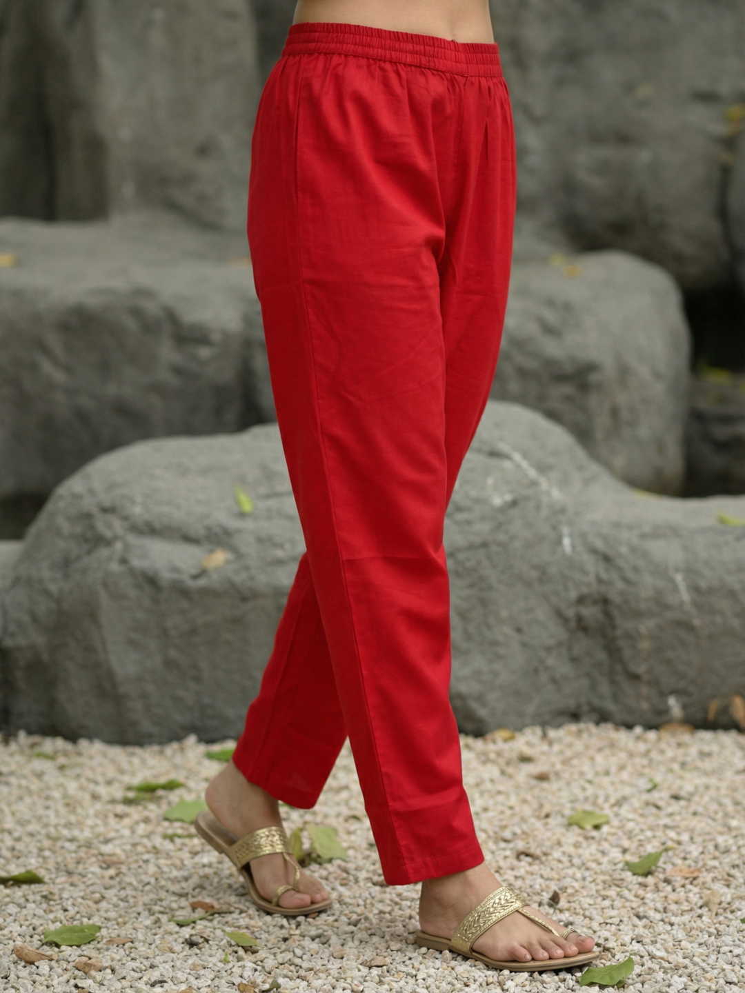 Ethnic Printed Sequin Embellished Straight Kurta with Palazzo & Dupatta - Red