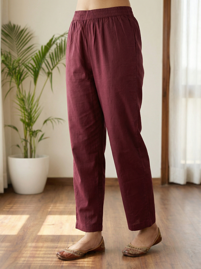 Abstract Printed Sequin & Lace Detailed A-Line Kurta with Palazzo & Dupatta - Maroon