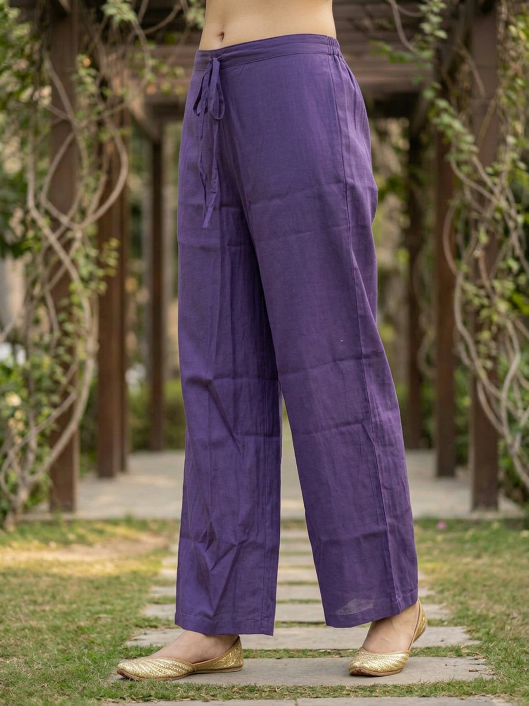 Solid Threadwork Embroidered Straight Kurta with Palazzo & Dupatta - Lavender