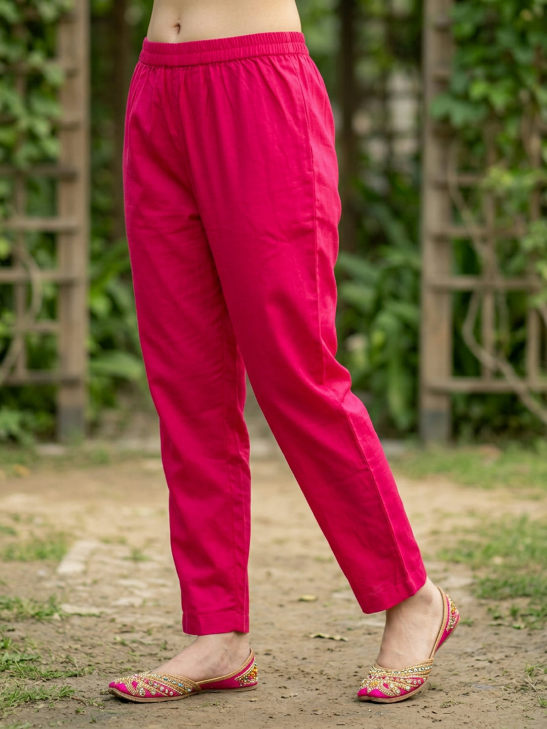 Ethnic Floral Printed Straight Kurta with Pant & Dupatta - Rani
