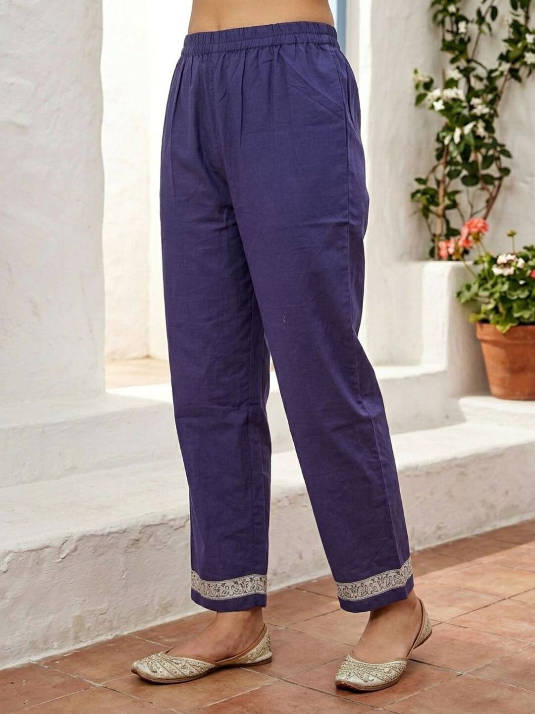 Abstract Floral Jaal Printed Straight Kurta with Palazzo & Dupatta - Purple