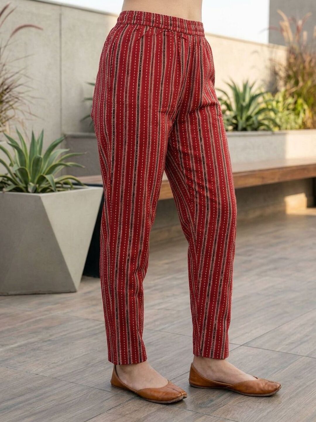 Ajrakh Printed Sequin Straight Kurta with Pyjama & Dupatta - Red