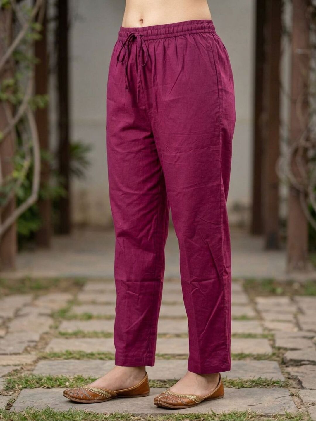 Ajrakh Printed Straight Kurta with Pyjama & Dupatta - Magenta