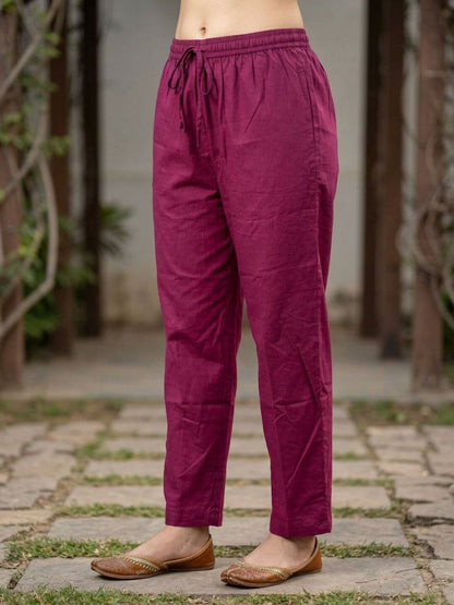 Ajrakh Printed Straight Kurta with Pyjama & Dupatta - Magenta