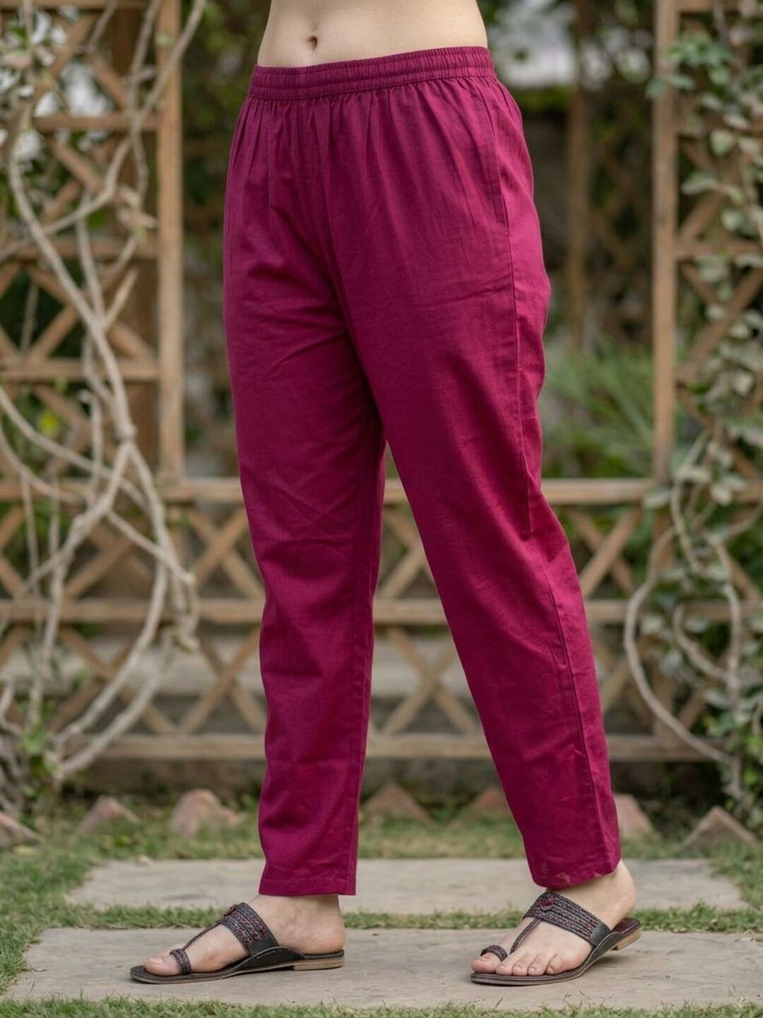 Jharokha Printed Straight Kurta with Pyjama & Dupatta - Magenta