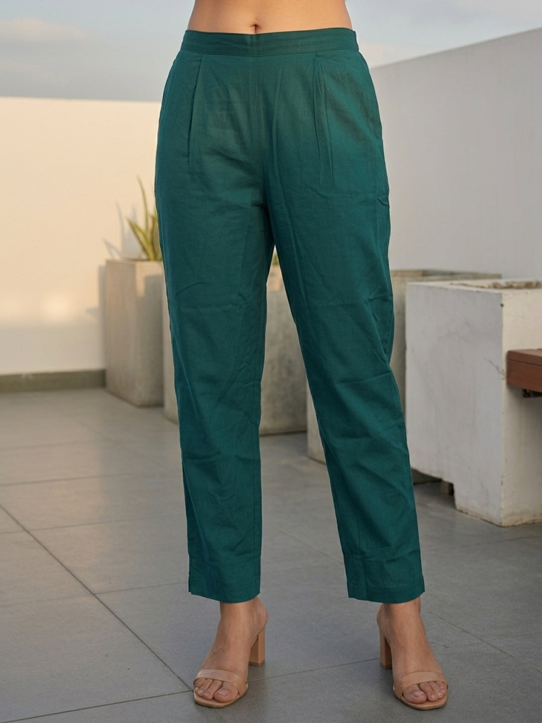 Floral Printed Embroidered Straight Kurta with Pant and Dupatta - Teal Green