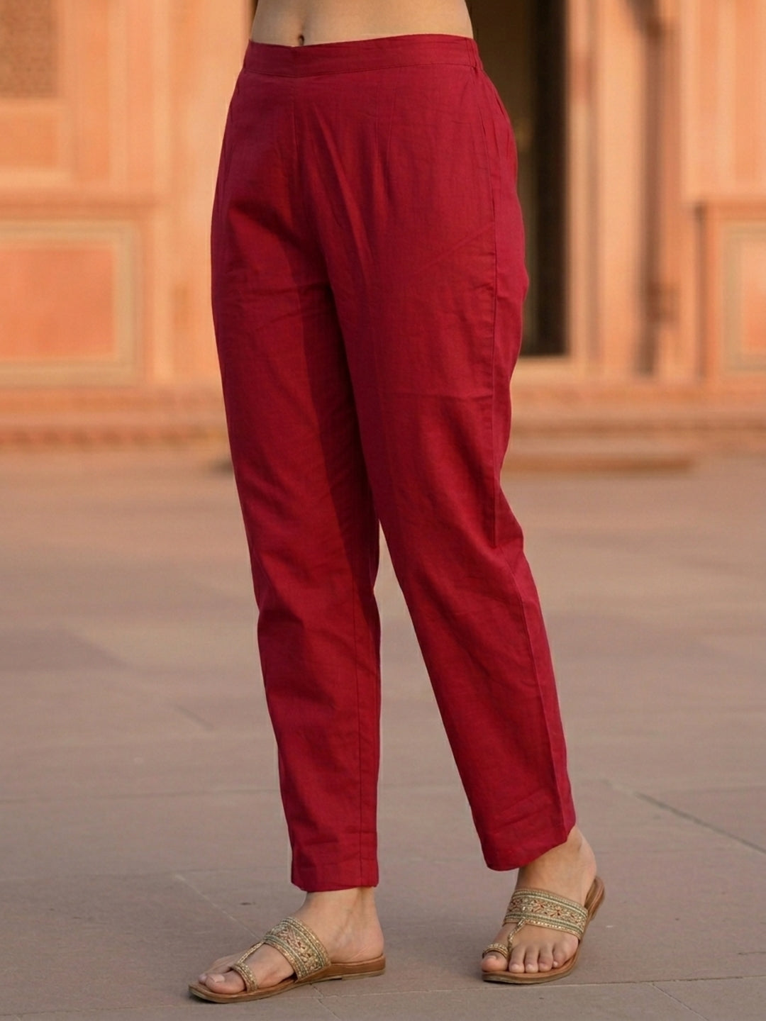 Floral Printed Embroidered Straight Kurta with Pant and Dupatta - Rani