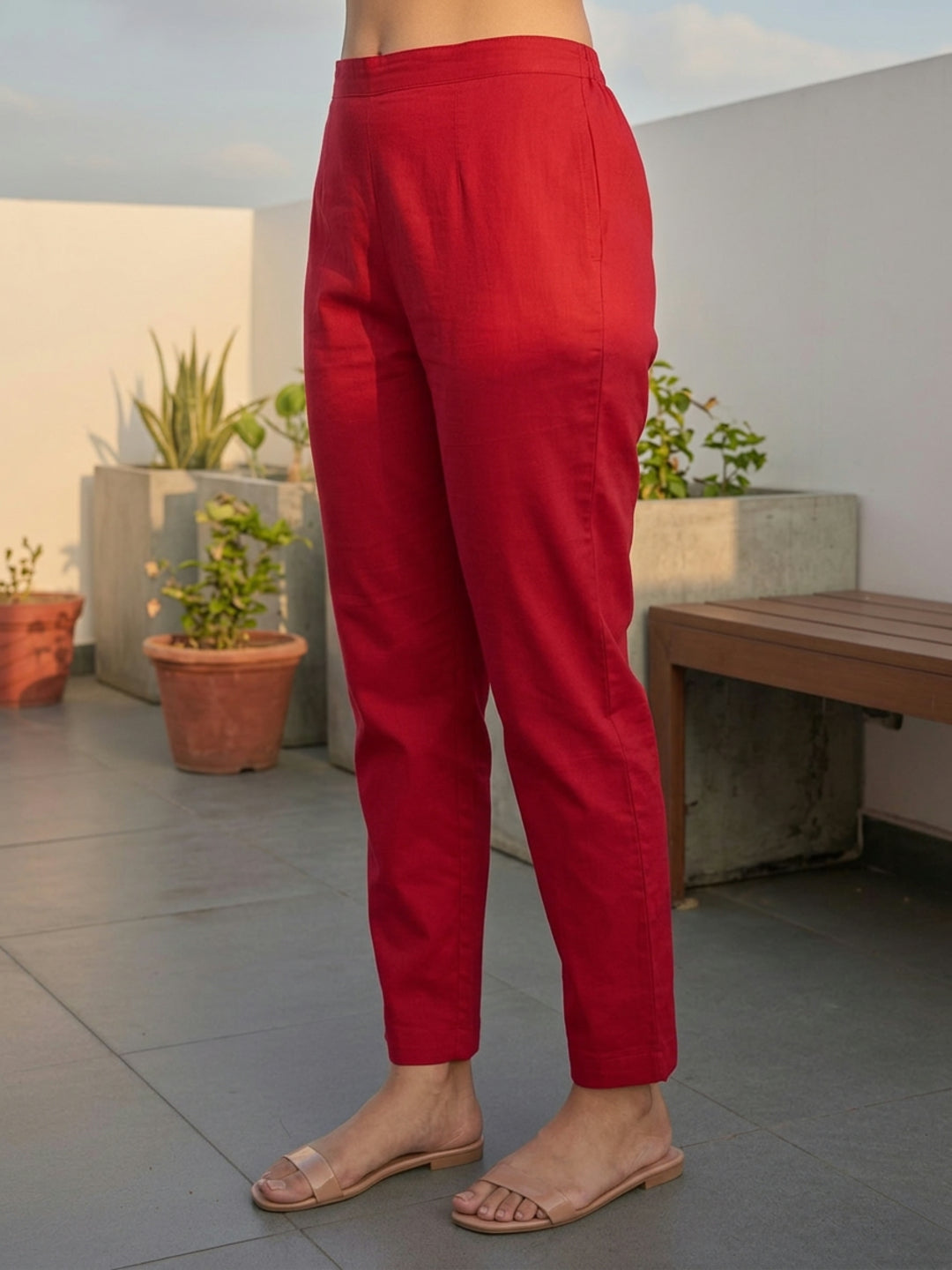 Bandhani Printed Straight Kurta with Pant & Dupatta - Red