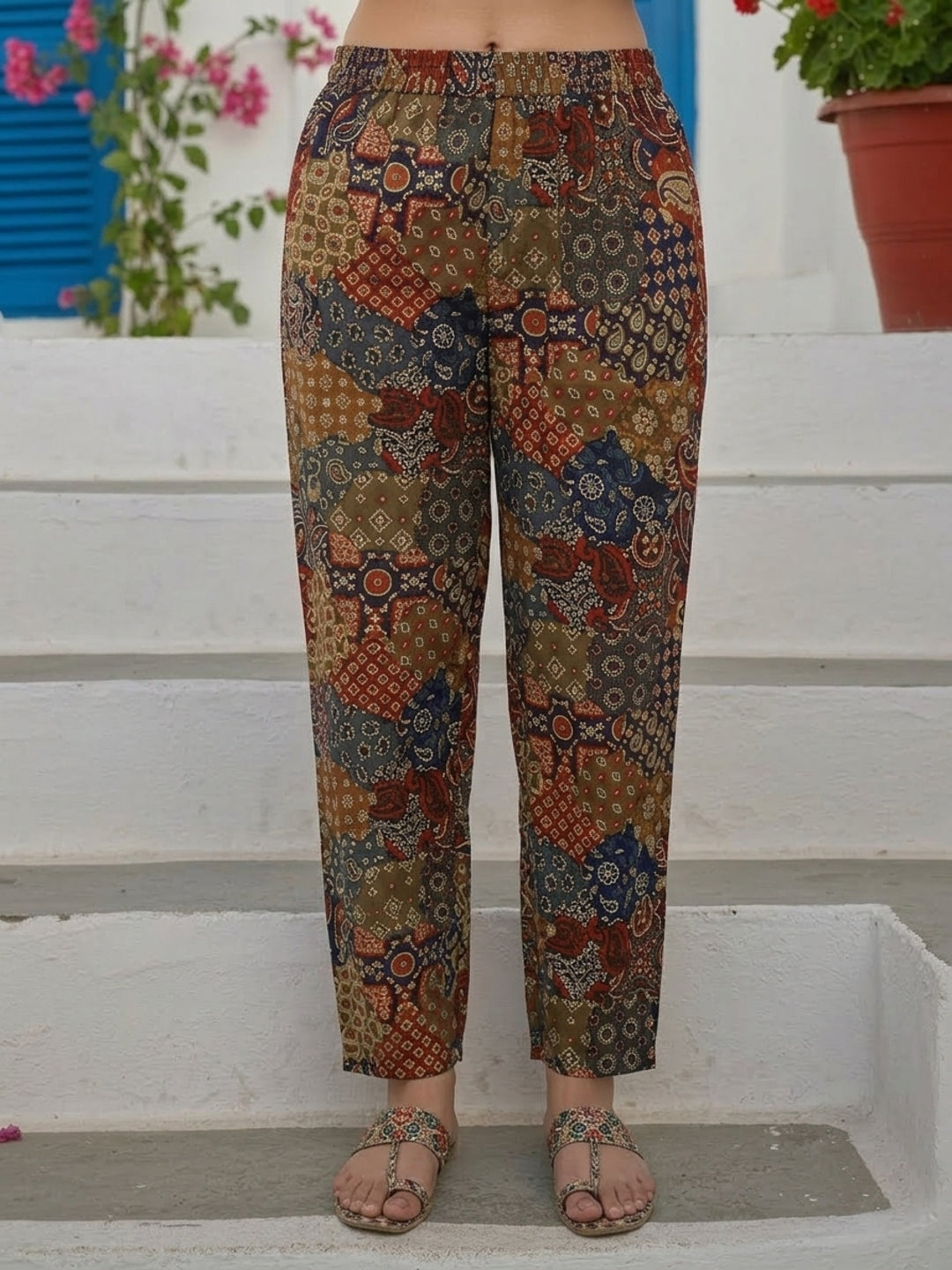 Printed Straight Kurta Set with Pant & Dupatta - Navy Blue