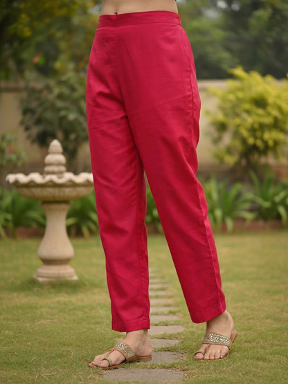 Ethnic Printed & Resham Embroidered Straight Kurta with Pant & Dupatta - Pink
