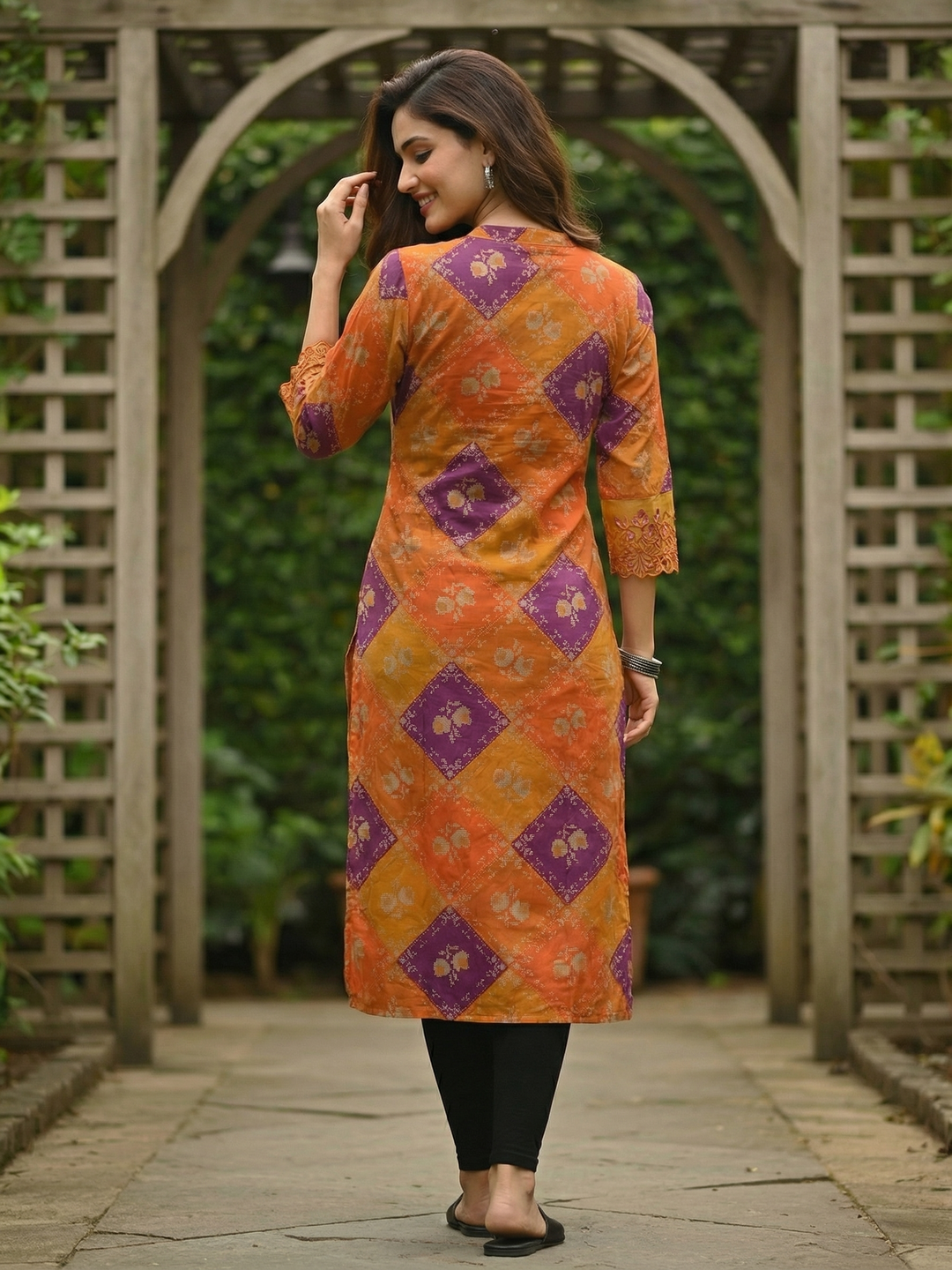 Ethnic Floral Printed & Embroidered Straight Fit Kurta - Mustard