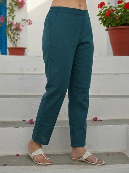 Ethnic Printed Straight Kurta with Pant & Dupatta - Teal