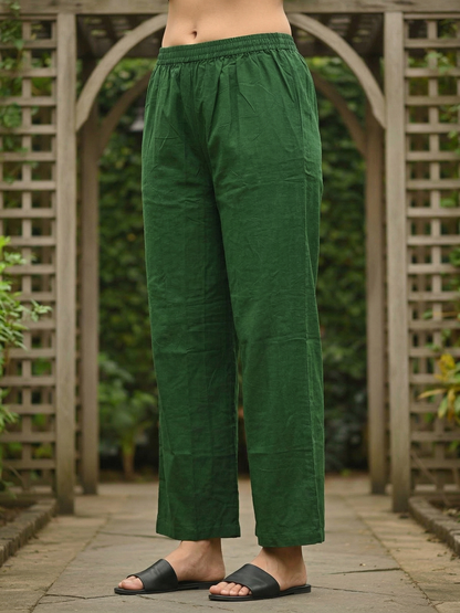 Ethnic Motif Printed Straight Kurta with Pant - Bottle Green