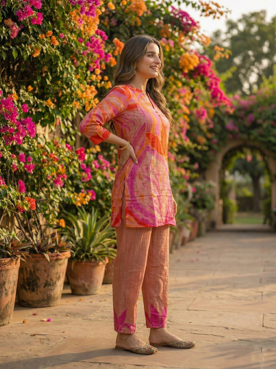 Abstract Floral Printed Straight Co-ord Set - Multi