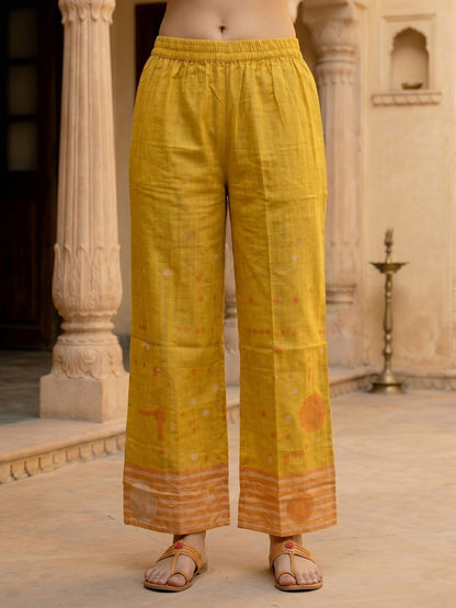 Abstract Printed Straight Fit Co-ord Set - Mustard