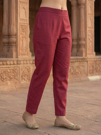 Geometric Printed Straight Kurta with Pant & Dupatta - Mauve